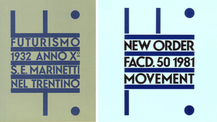 Capa de Movement do New Order e do cartaz de Depero