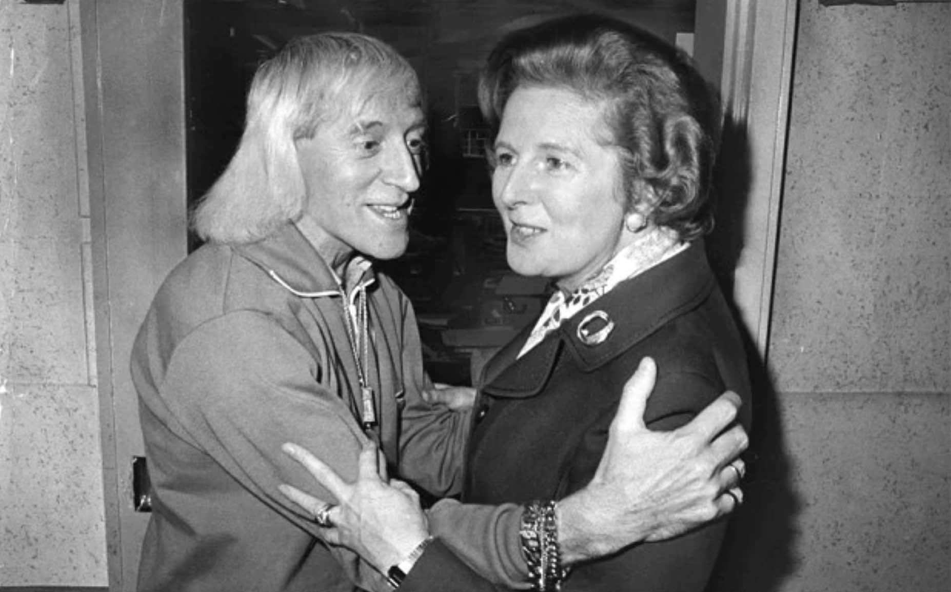 Foto de Jimmy Saville com Margarete Thatcher