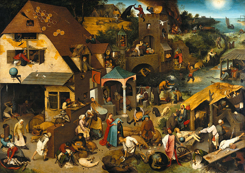 Foto da pintura 'Provérbios Neerlandeses', de Pieter Bruegel, o Velho