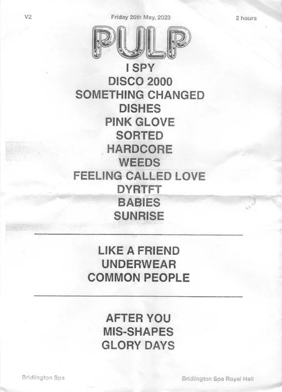 Pulp-Setlist-2023